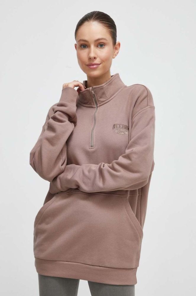 Бавовняна кофта Reebok Classic колір коричневий з аплікацією фото 3