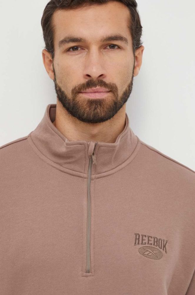 Бавовняна кофта Reebok Classic колір коричневий з аплікацією фото 9