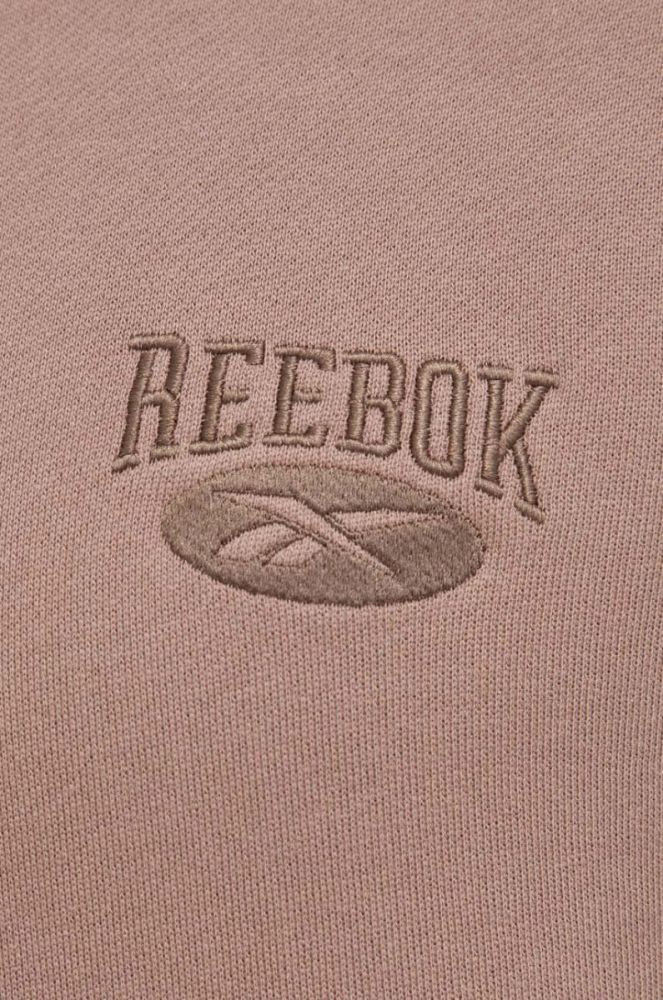 Бавовняна кофта Reebok Classic колір коричневий з аплікацією фото 10