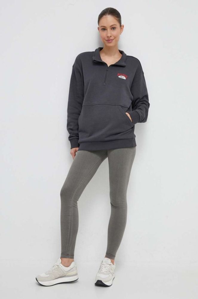 Бавовняна кофта Reebok Classic колір сірий з аплікацією фото 5