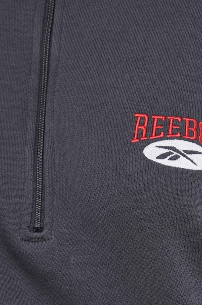 Бавовняна кофта Reebok Classic колір сірий з аплікацією фото 10