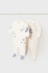 Дитячі бавовняні повзунки Mayoral Newborn 2-pack колір бежевий (3449405)