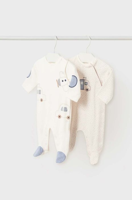 Дитячі бавовняні повзунки Mayoral Newborn 2-pack колір бежевий (3449405)