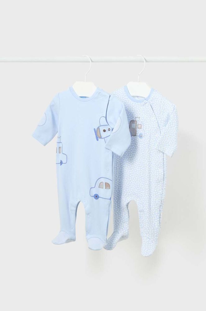 Дитячі бавовняні повзунки Mayoral Newborn 2-pack колір блакитний (3449171)