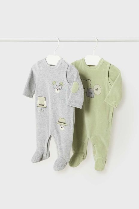 Дитячі повзунки Mayoral Newborn 2-pack колір зелений (3428079)