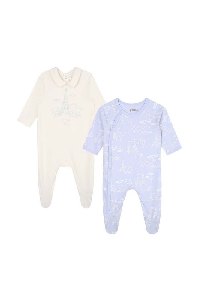 Дитячі бавовняні повзунки Kenzo Kids 2-pack колір блакитний (3458340)