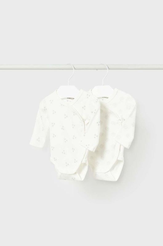 Дитяче бавовняне боді Mayoral Newborn 2-pack колір бежевий (3428103)