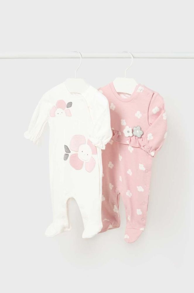 Дитячі бавовняні повзунки Mayoral Newborn 2-pack колір рожевий (3428124) фото 5