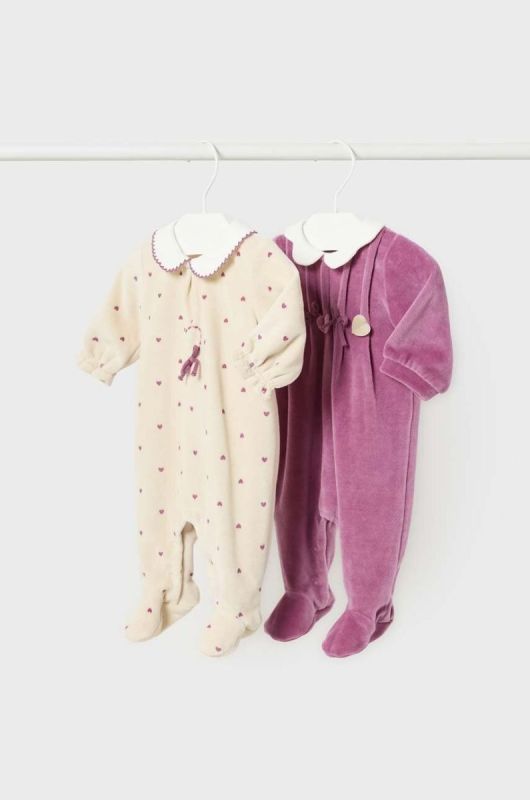 Дитячі повзунки Mayoral Newborn Gift box 2-pack колір фіолетовий (3449525)