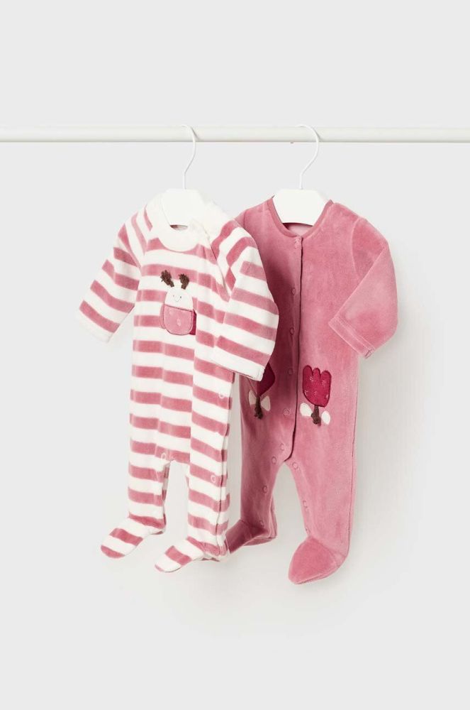 Дитячі повзунки Mayoral Newborn 2-pack колір рожевий (3428145)