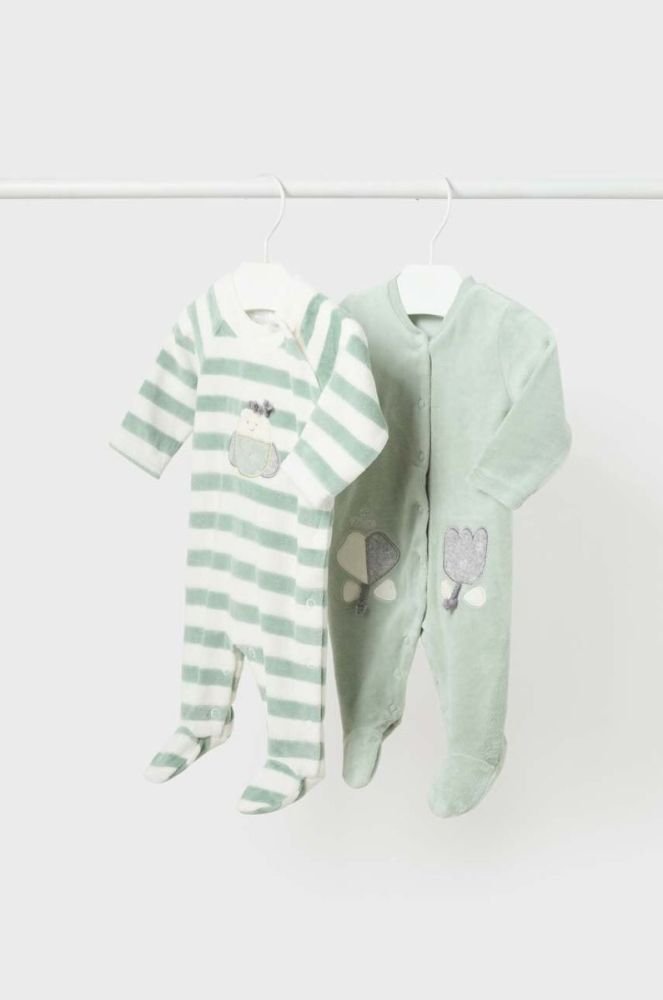Дитячі повзунки Mayoral Newborn 2-pack колір зелений (3428139) фото 5
