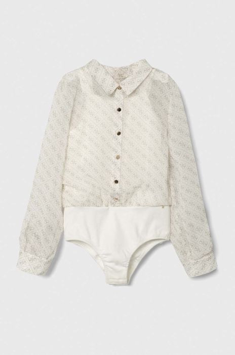 Дитяче боді Guess колір бежевий візерунок