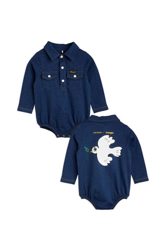 Боді для немовлят Mini Rodini Mini Rodini x Wrangler колір темно-синій фото 2