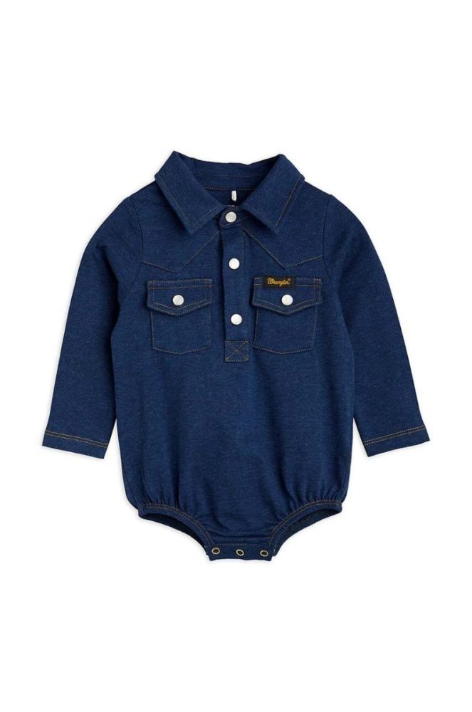 Боді для немовлят Mini Rodini Mini Rodini x Wrangler колір темно-синій фото 3