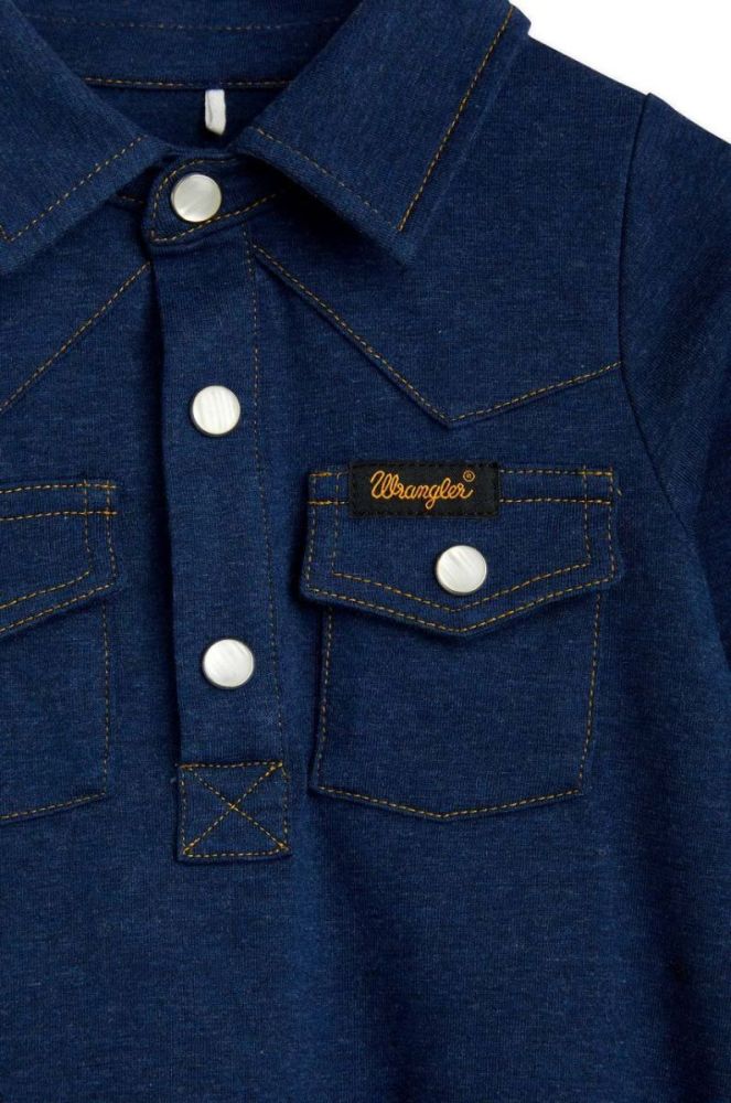 Боді для немовлят Mini Rodini Mini Rodini x Wrangler колір темно-синій фото 4