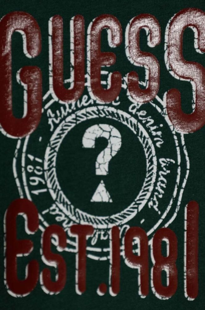 Бавовняний лонгслів для немовлят Guess колір зелений з принтом фото 3
