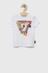 Бавовняна футболка для немовлят Guess колір білий з принтом (3338052)