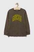 Дитячий бавовняний лонгслів Guess колір зелений з принтом (3302727)