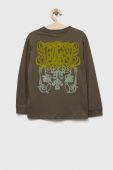 Дитячий бавовняний лонгслів Guess колір зелений з принтом (3302727)