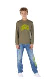Дитячий бавовняний лонгслів Guess колір зелений з принтом (3302727)