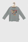 Дитячий бавовняний лонгслів Guess колір сірий з принтом (3338085)