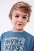 Дитячий бавовняний лонгслів Mayoral з принтом колір блакитний (3407353)
