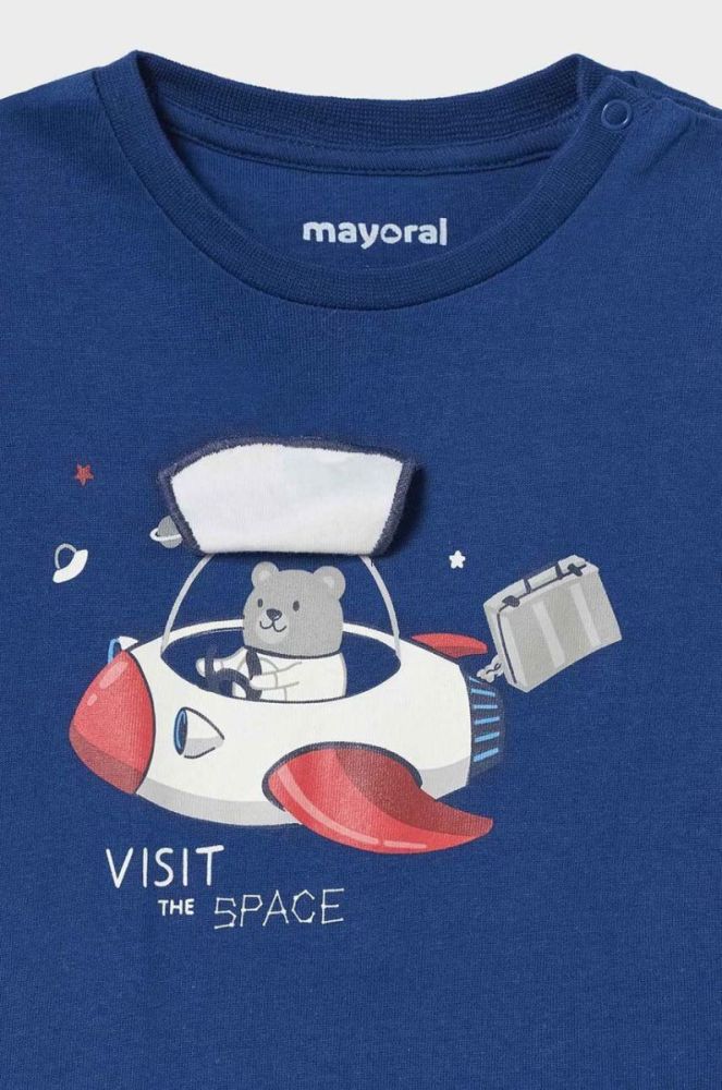 Бавовняний лонгслів для немовлят Mayoral з принтом колір блакитний (3418987) фото 6