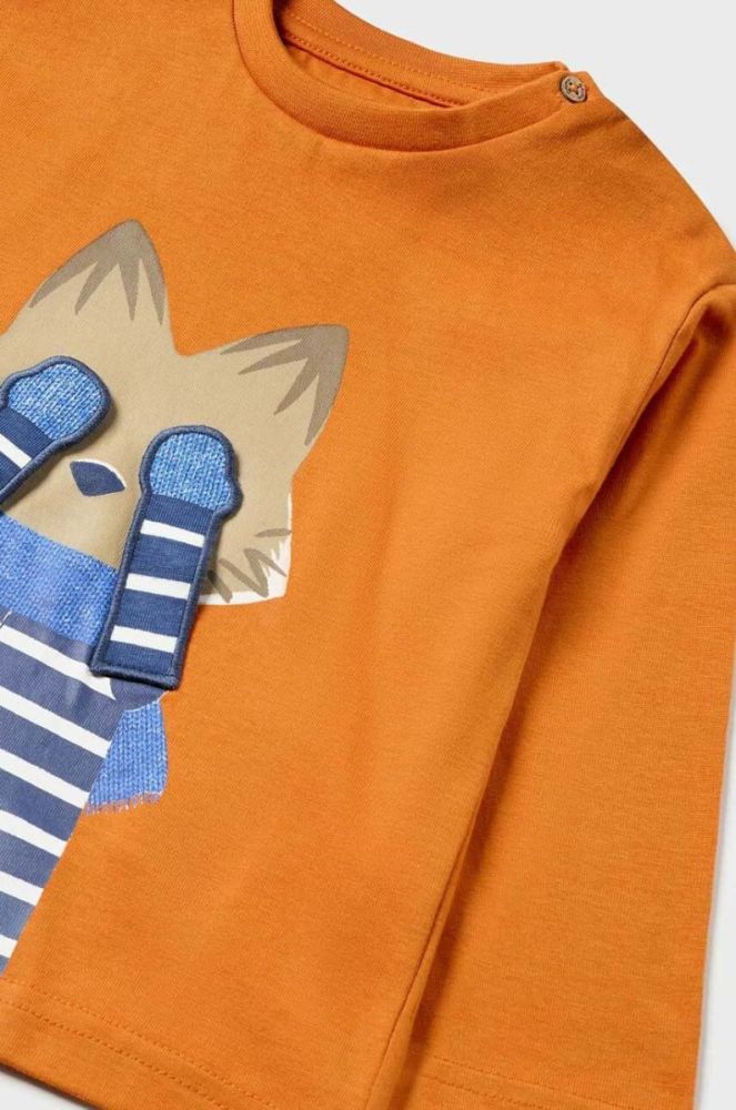 Бавовняний лонгслів для немовлят Mayoral колір помаранчевий з принтом (3419066) фото 3