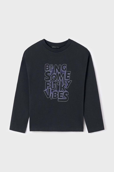 Дитячий бавовняний лонгслів Mayoral колір сірий з принтом (3408032)