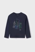 Дитячий бавовняний лонгслів Mayoral колір синій з принтом (3408086)