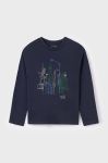 Дитячий бавовняний лонгслів Mayoral колір синій з принтом (3408086)