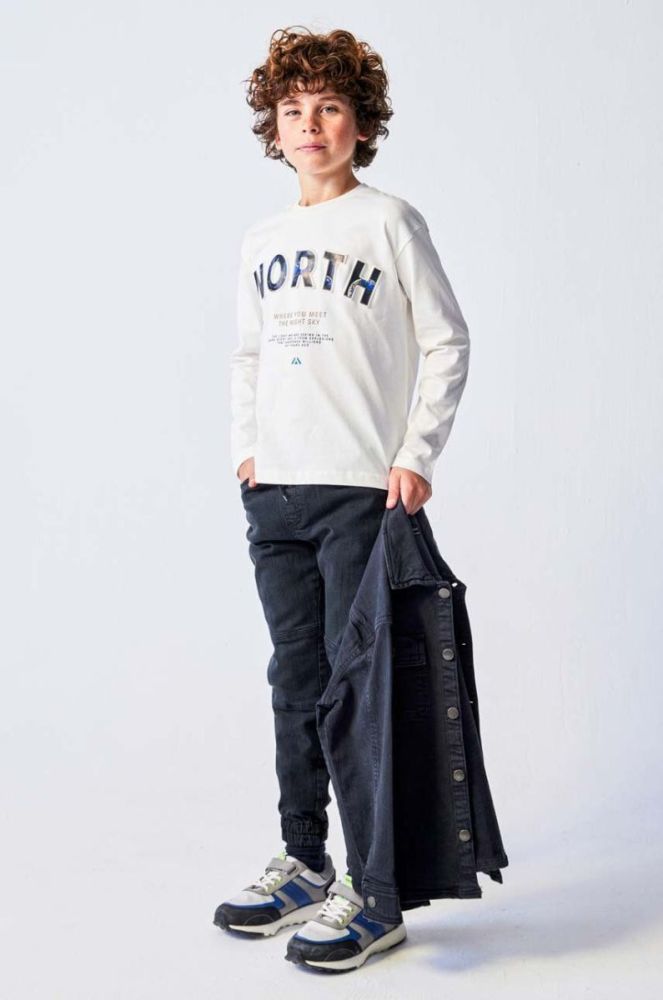 Дитячий бавовняний лонгслів Mayoral колір бежевий з принтом (3437234) фото 3