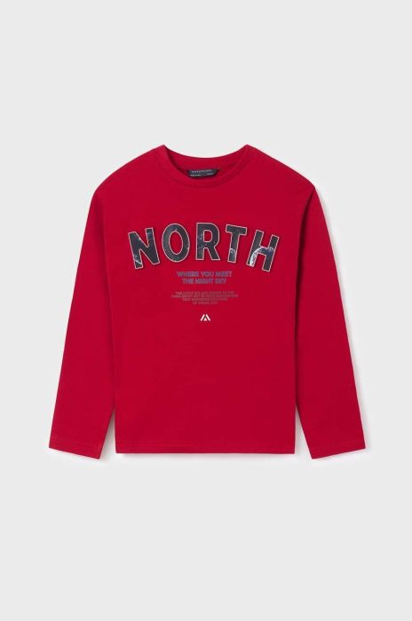 Дитячий бавовняний лонгслів Mayoral колір червоний з принтом (3437240)