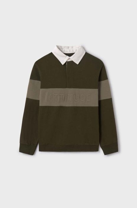 Дитячий лонгслів Mayoral колір зелений з аплікацією