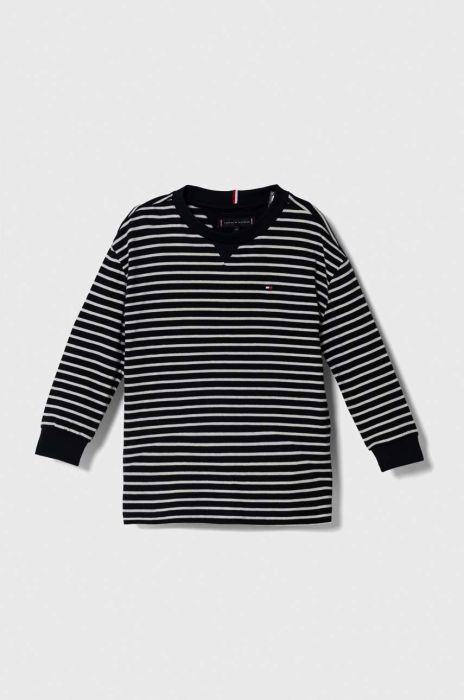 Дитячий бавовняний лонгслів Tommy Hilfiger колір синій візерунок (3489122)