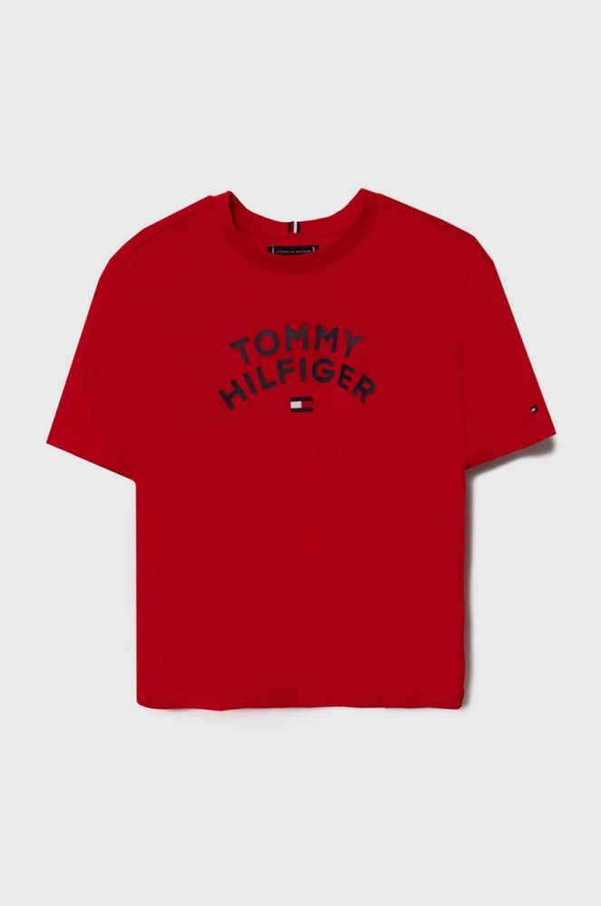 Дитяча бавовняна футболка Tommy Hilfiger колір червоний з принтом (3527652)