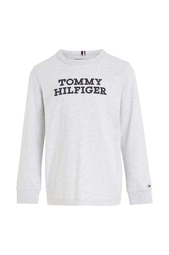 Дитячий бавовняний лонгслів Tommy Hilfiger колір сірий з принтом (3485529)