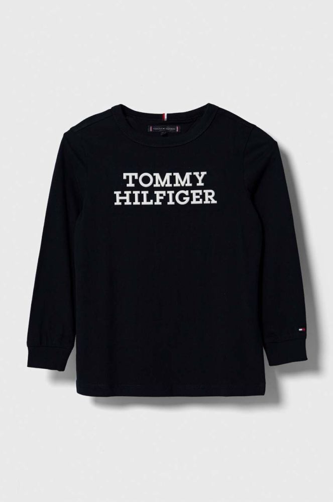 Дитячий бавовняний лонгслів Tommy Hilfiger колір чорний з принтом (3485534)