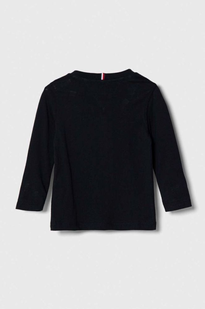 Дитячий бавовняний лонгслів Tommy Hilfiger колір чорний однотонний (3500132) фото 2