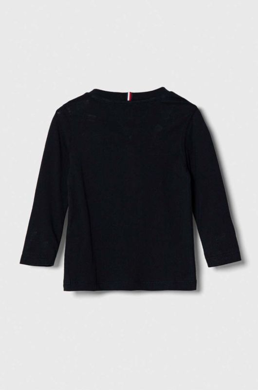 Дитячий бавовняний лонгслів Tommy Hilfiger колір чорний однотонний (3500132) фото 2