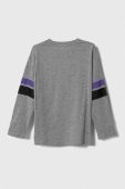Дитячий бавовняний лонгслів Sisley колір сірий з принтом