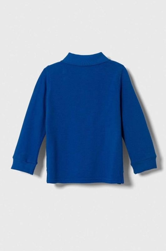 Дитячий бавовняний лонгслів United Colors of Benetton однотонний колір блакитний (3419313) фото 2