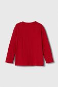 Дитячий бавовняний лонгслів Guess колір червоний візерунок