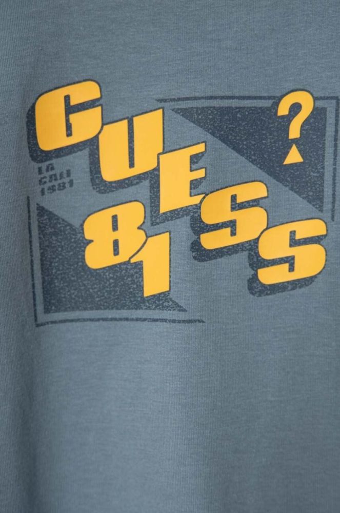 Дитячий бавовняний лонгслів Guess з принтом колір блакитний (3570994) фото 3