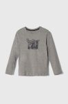 Дитячий бавовняний лонгслів Pepe Jeans колір сірий з принтом