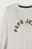 Дитячий бавовняний лонгслів Pepe Jeans колір білий з принтом