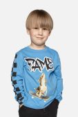 Дитячий бавовняний лонгслів Coccodrillo з принтом колір блакитний (3634481)