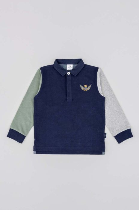 Дитячий бавовняний лонгслів zippy колір синій (3582229)