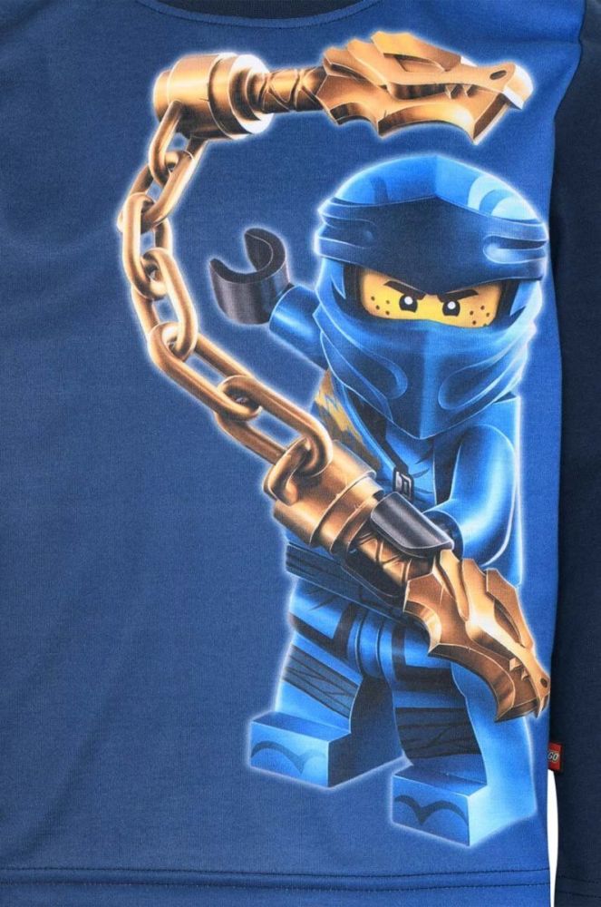 Дитячий бавовняний лонгслів Lego колір синій з принтом (3477036) фото 3