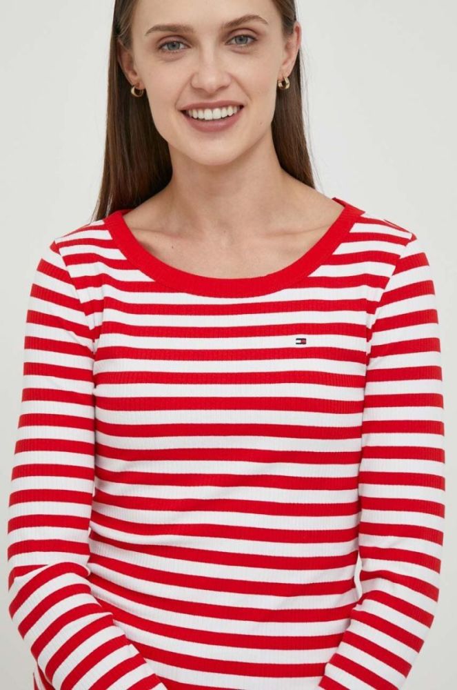 Лонгслів Tommy Hilfiger жіночий колір червоний фото 4